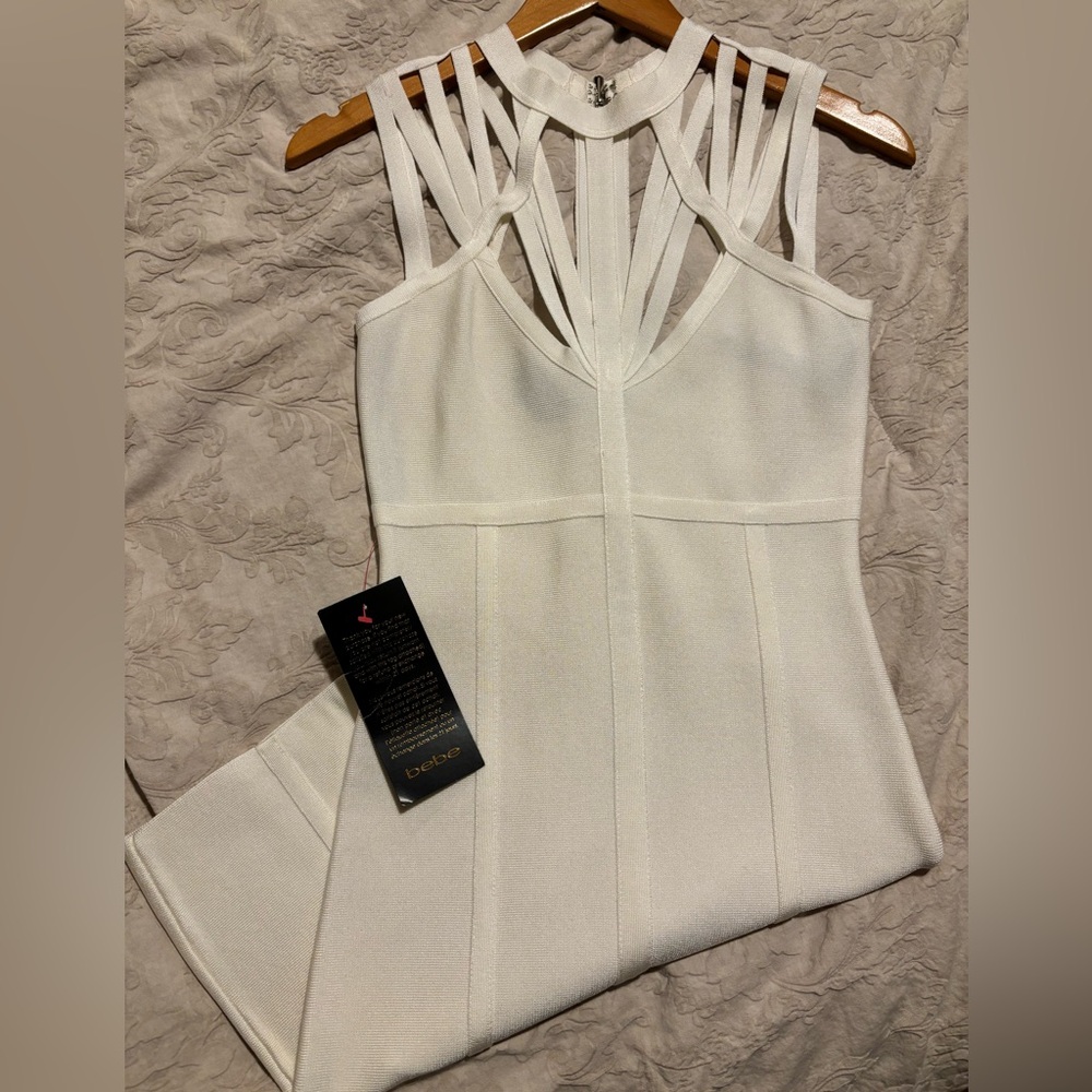 NWOT bebe White Midi Bandage Dress Small - Picture 2 of 5